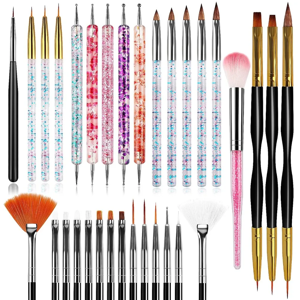 Detailing Brush Set - แปรงทำเล็บ 32 ชิ้น, แปรงอะคริลิก, อุปกรณ์แต่งเล็บสำหรับผู้เริ่มต้น |