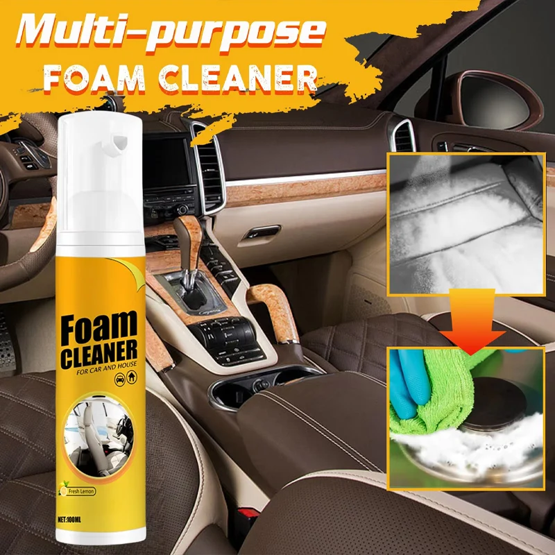 Leather Cleaner Interior - โฟมทำความสะอาดเบาะรถยนต์อเนกประสงค์ โฟมทำความสะอาดหนัง โฟมทำความสะอาดภายในรถยนต์ ขจัดคราบสกปรก ล้างทำความสะอาด บำรุงรักษารถยนต์
