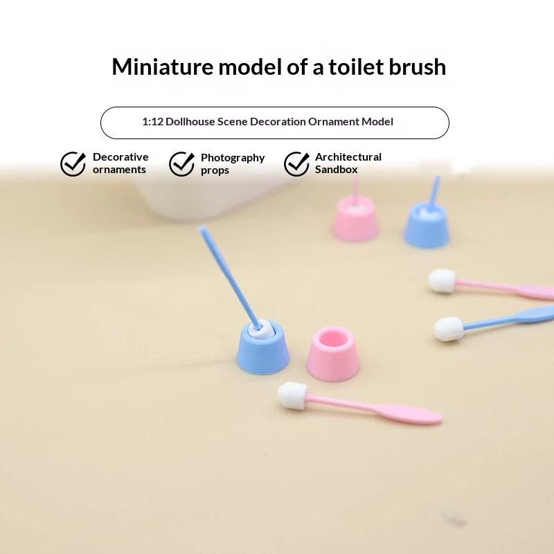Detailing Brush Set - 1 ชุดแปรงขัดห้องน้ำจำลองขนาดเล็ก 1:12 ของเล่นบ้านตุ๊กตา อุปกรณ์ทำความสะอาด โมเดลห้องน้ำ