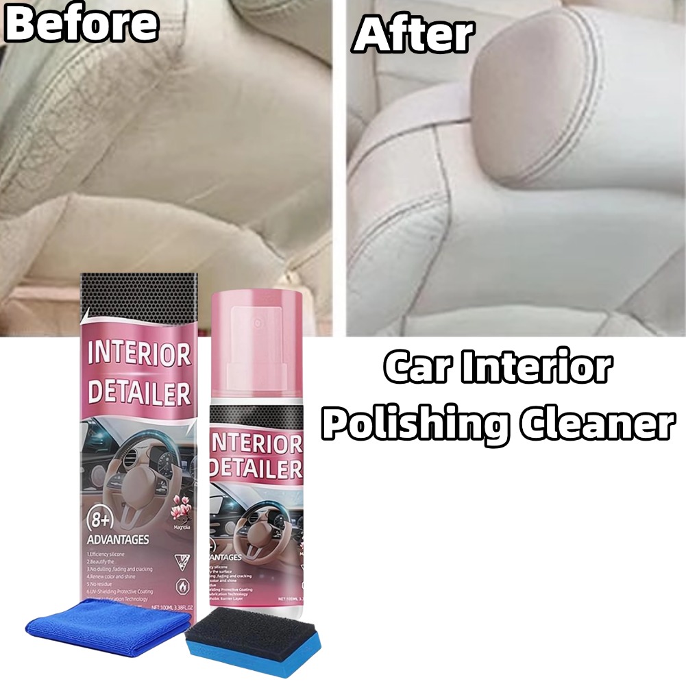 Leather Cleaner Interior - น้ำยาทำความสะอาดภายในรถยนต์ 100 มล. ไม่ต้องล้างออก สเปรย์ทำความสะอาดอเนกประสงค์ สำหรับหนัง
