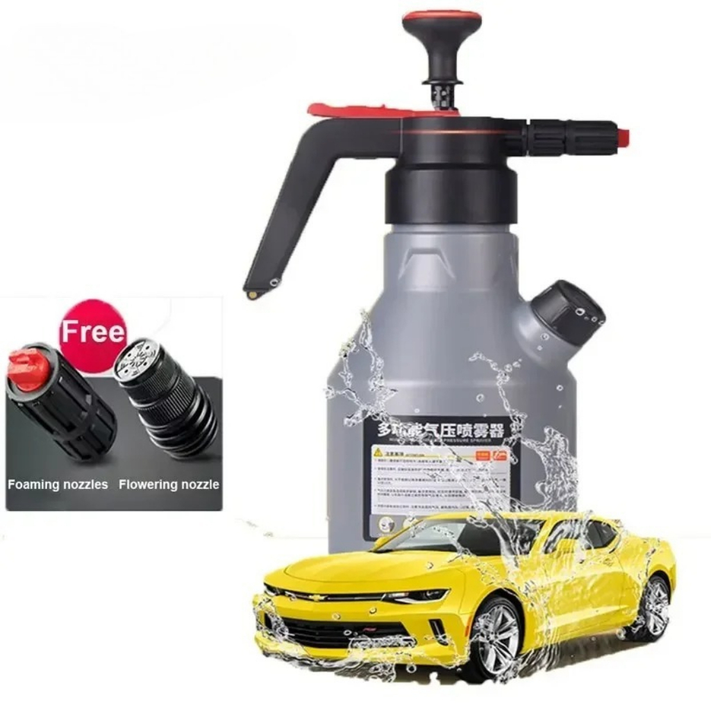 Foam Cannon Car Wash - เครื่องฉีดโฟมล้างรถแบบมือถือ 2 ลิตร ขวดแรงดันลม, ปืนฉีดโฟมสำหรับทำความสะอาดรถยนต์และรดน้ำสวน