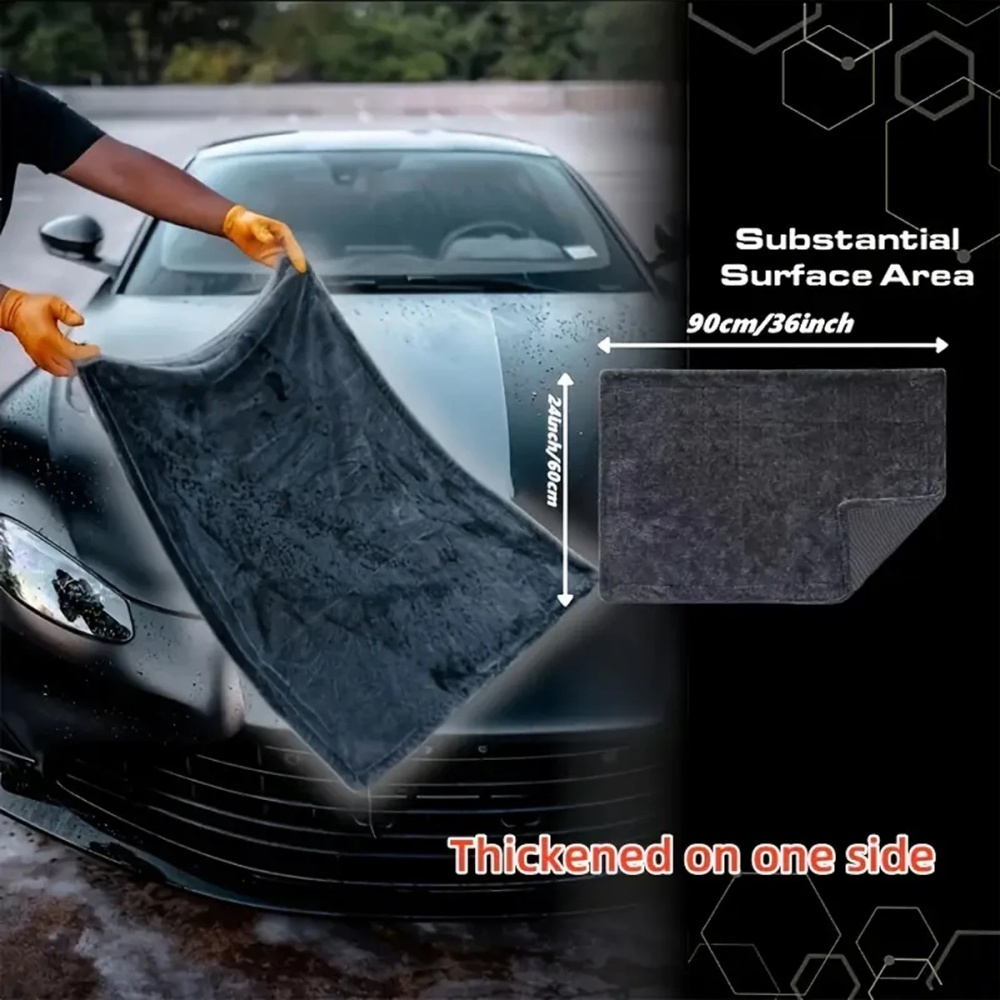 Microfiber Towel Detailing - ผ้าไมโครไฟเบอร์สำหรับรถยนต์สีเทาเข้มขนาดใหญ่ ดูดซับน้ำได้ดีเยี่ยม ผ้าทำความสะอาดรถยนต์ประสิทธิภาพสูง ผ้าเช็ดทำความสะอาดไมโครไฟเบอร์