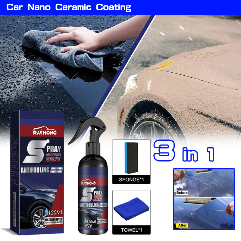 Car Wax Ceramic Coating - 3 in 1 3-1PCS รถนาโนเซรามิคเคลือบ Quick
