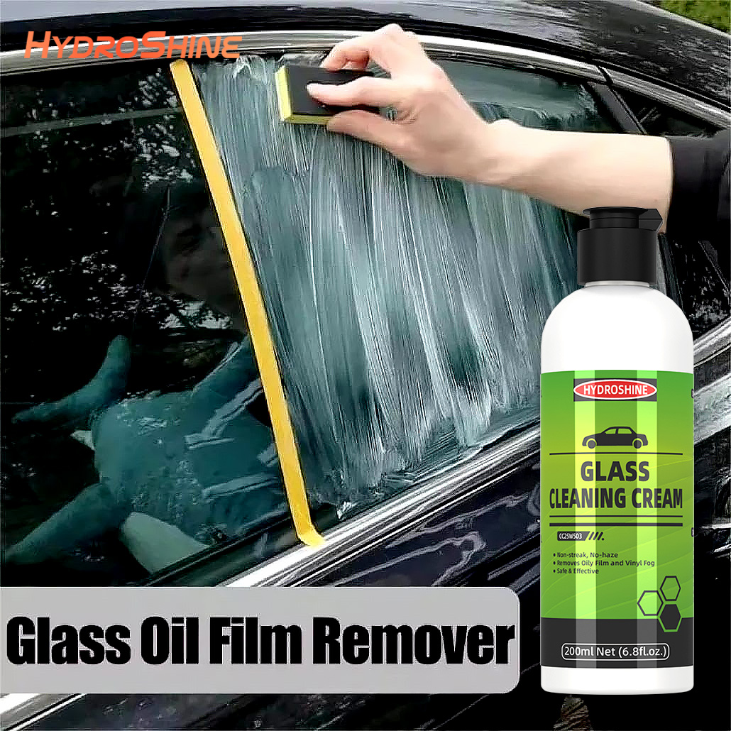 Glass Cleaner Streak - Hydroshine กระจกรถยนต์ฟิล์มน้ํามัน Remover ครีมทําความสะอาดกระจกหน้ารถริ้วรอยน้ําคราบครีมวางคราบน้ํามันรถยนต์