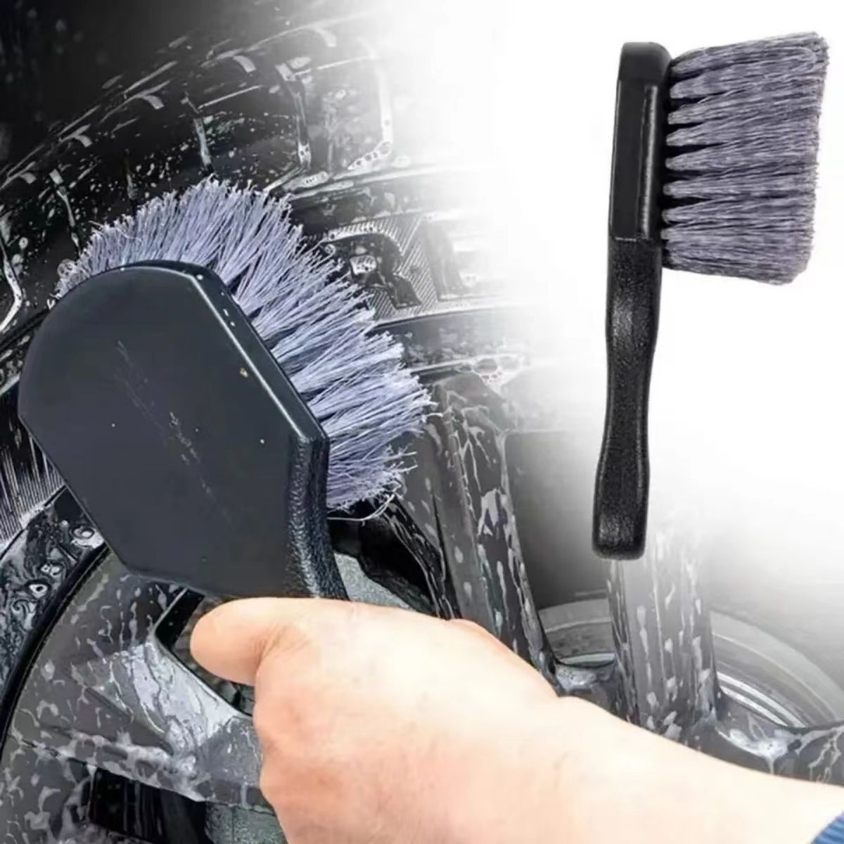 Detailing Brush Set - แปรงทำความสะอาดล้อรถแปรงทำความสะอาดล้อด้ามสั้นแปรงล้างขอบยางด้ามจับสั้นชุดอุปกรณ์บำรุงรักษารถยนต์