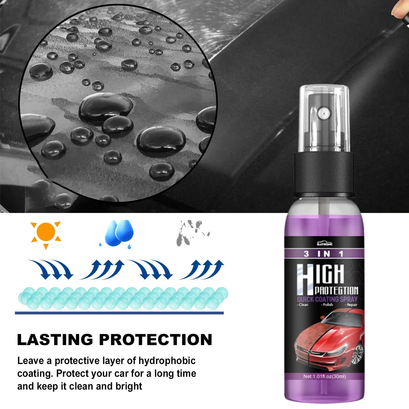 สเปรย์เคลือบเซรามิก 3 in 1 สำห - Car Wax Ceramic Coating บทวิจารณ์และราคา