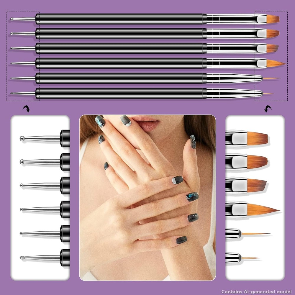 ชุดอุปกรณ์แต่งเล็บแบบสองหัว 6  - Detailing Brush Set บทวิจารณ์และราคา